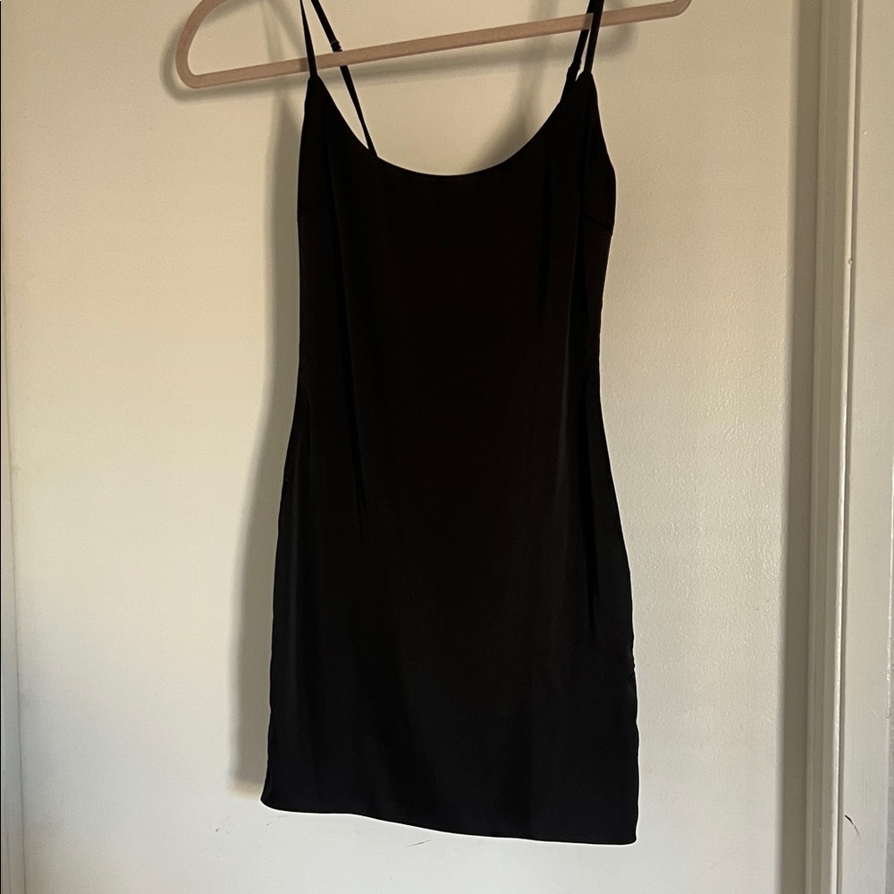 Black silk mini dress